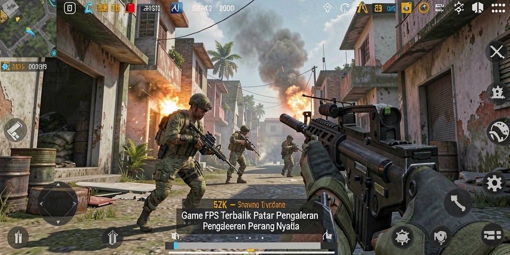 Gameplay mendebarkan dalam pertempuran FPS yang intens.