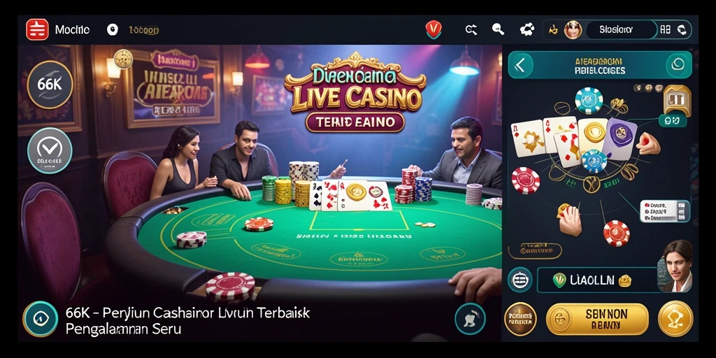 Tampilan gameplay Live Casino di aplikasi 66K yang menarik.