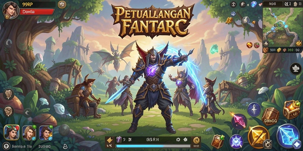 Tangkapan layar gameplay RPG yang menampilkan aksi seru dan karakter yang berani.