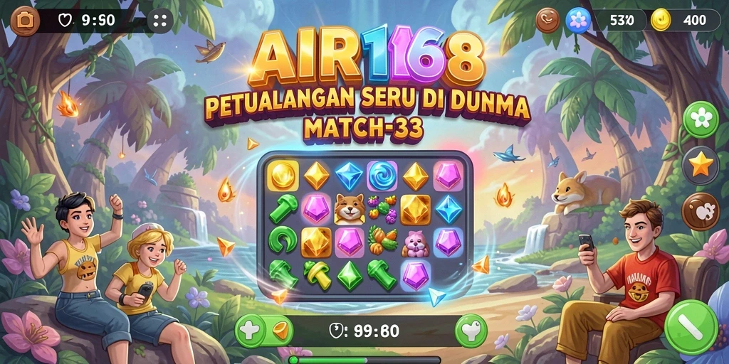 Tampilan gameplay seru dan penuh warna di AIR168 Match-3.