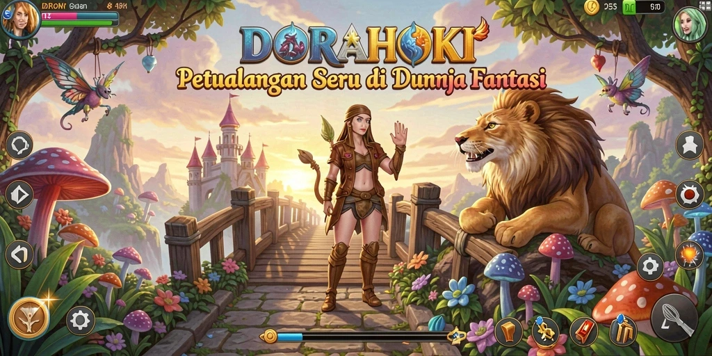 Screenshot DORAHOKI menampilkan karakter utama dalam petualangan seru.