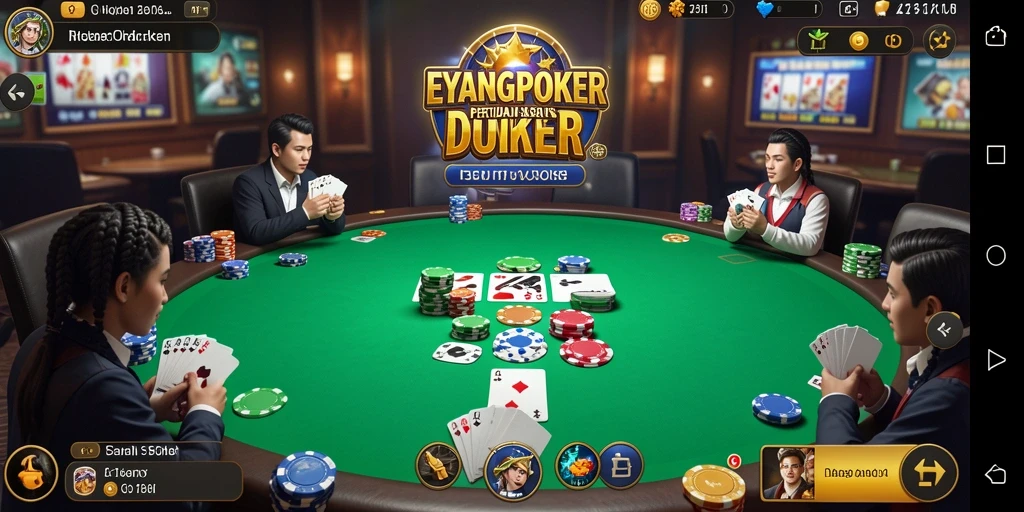Tampilan gameplay seru dari EYANGPOKER yang penuh tantangan.