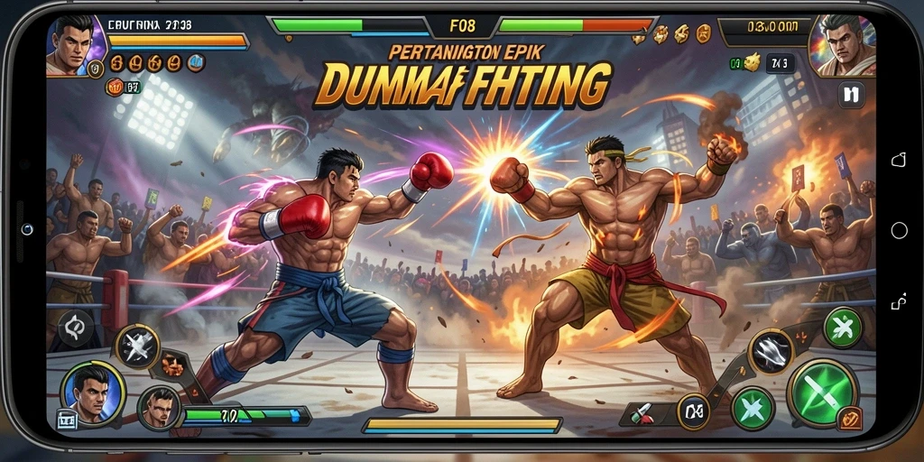 Screenshot gameplay F08 menampilkan pertarungan seru dan bersemangat.