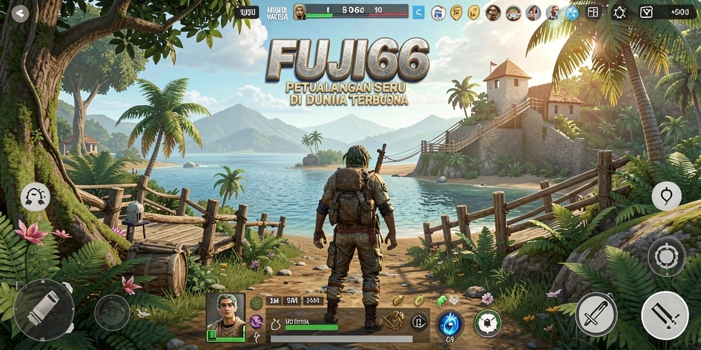 Screenshot gameplay FUJI66 yang menampilkan petualangan di dunia terbuka.