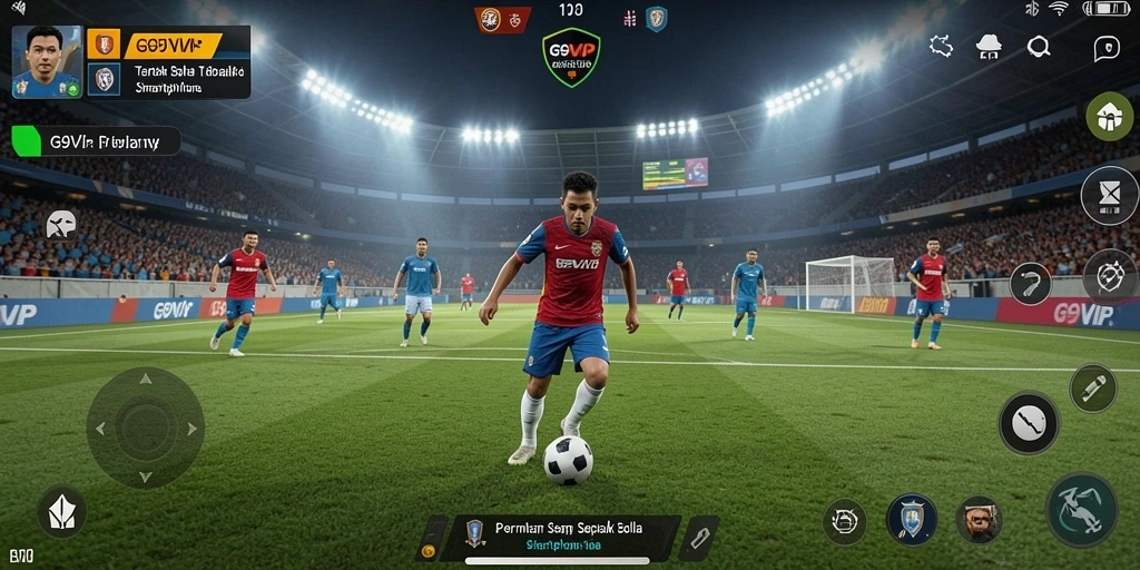 Tampilan gameplay seru G9VIP dengan aksi sepak bola yang mendebarkan.