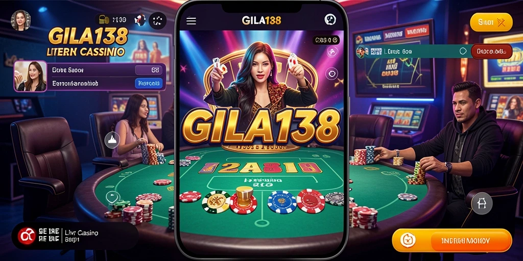 Screenshot GILA138 menunjukkan dealer profesional dalam permainan Live Casino.