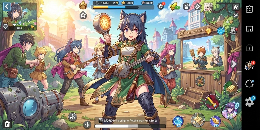 Tampilan gameplay seru dari MPO666 yang penuh warna.