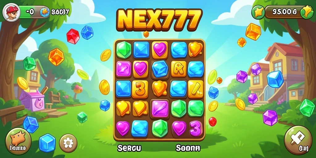 Screenshot gameplay NEX777 menampilkan aksi seru dalam permainan Match-3.