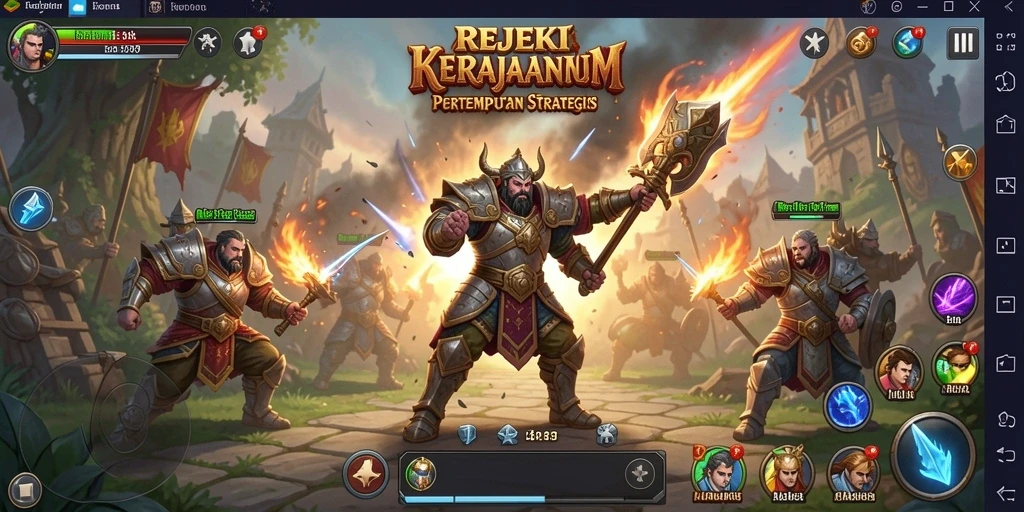 Screenshot menampilkan aksi menara dalam pertempuran Tower Defense.