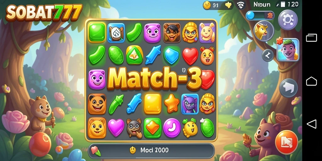 Tampilkan gameplay seru dari SOBAT777 dengan menantang level Match-3.