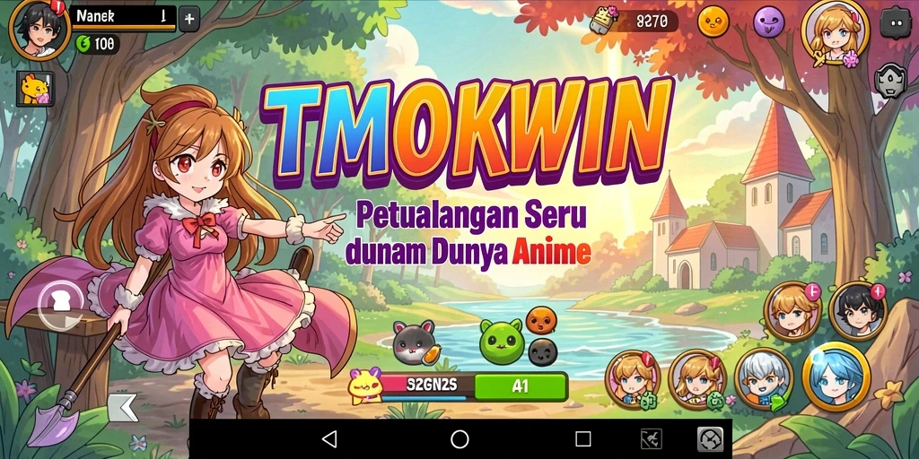Tampilan gameplay menarik TMOKWIN dengan karakter Anime penuh warna.