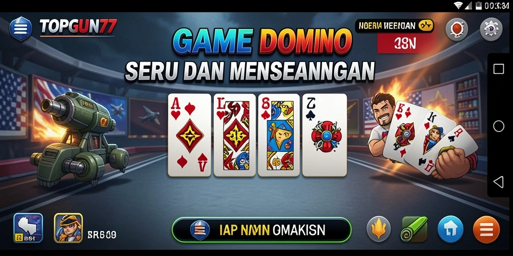 Tampilan menarik dari gameplay Domino di TOPGUN77.