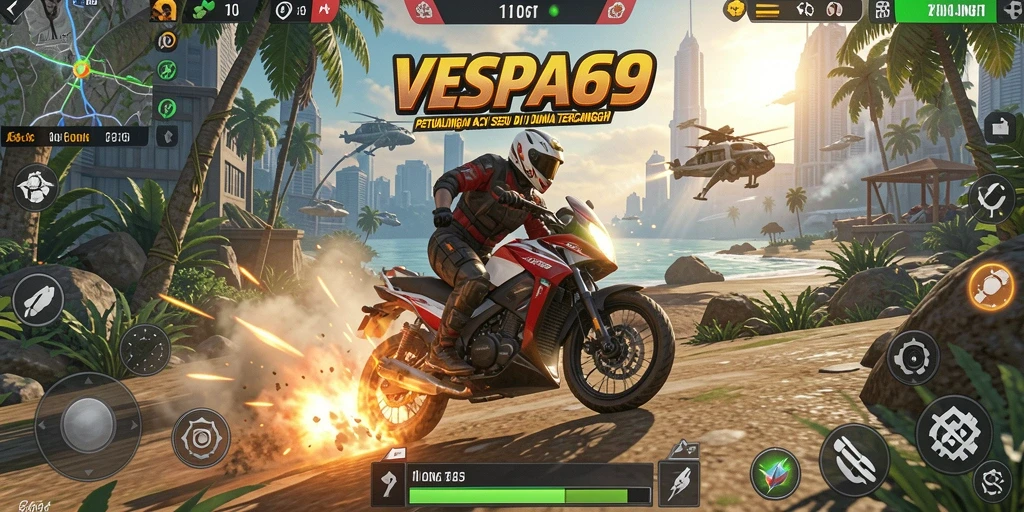 Tampilan gameplay VESPA69 yang aksi dan seru penuh tantangan.